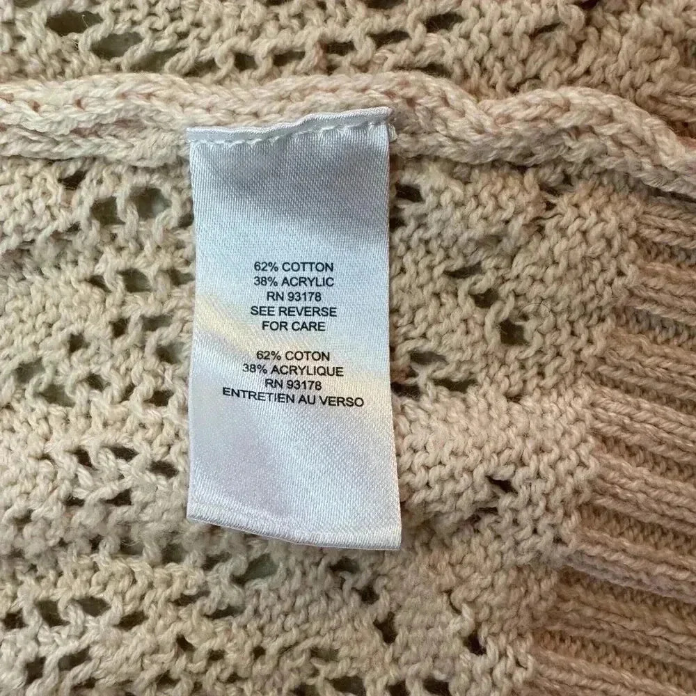 Tahari Size XS Oversized Open Knit Cardigan Sweater Top Light Pink Color - Picture 5 of 8